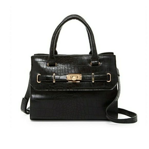 bebe Handbags - NWOT - BEBE BLACK EMBOSSED CINDY SATCHEL/CRSSBODY
